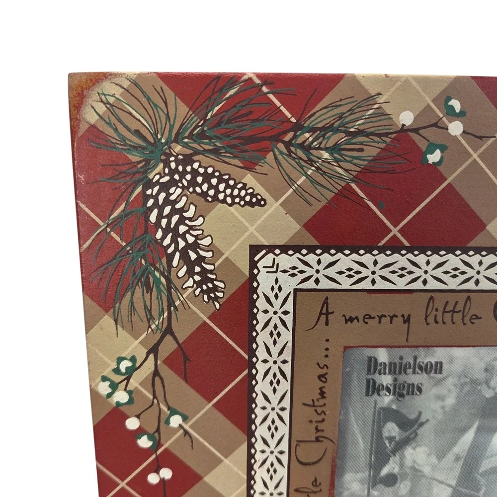 Danielson Designs Holiday Picture Frame Christmas Decor Red Ageworn Table Wall